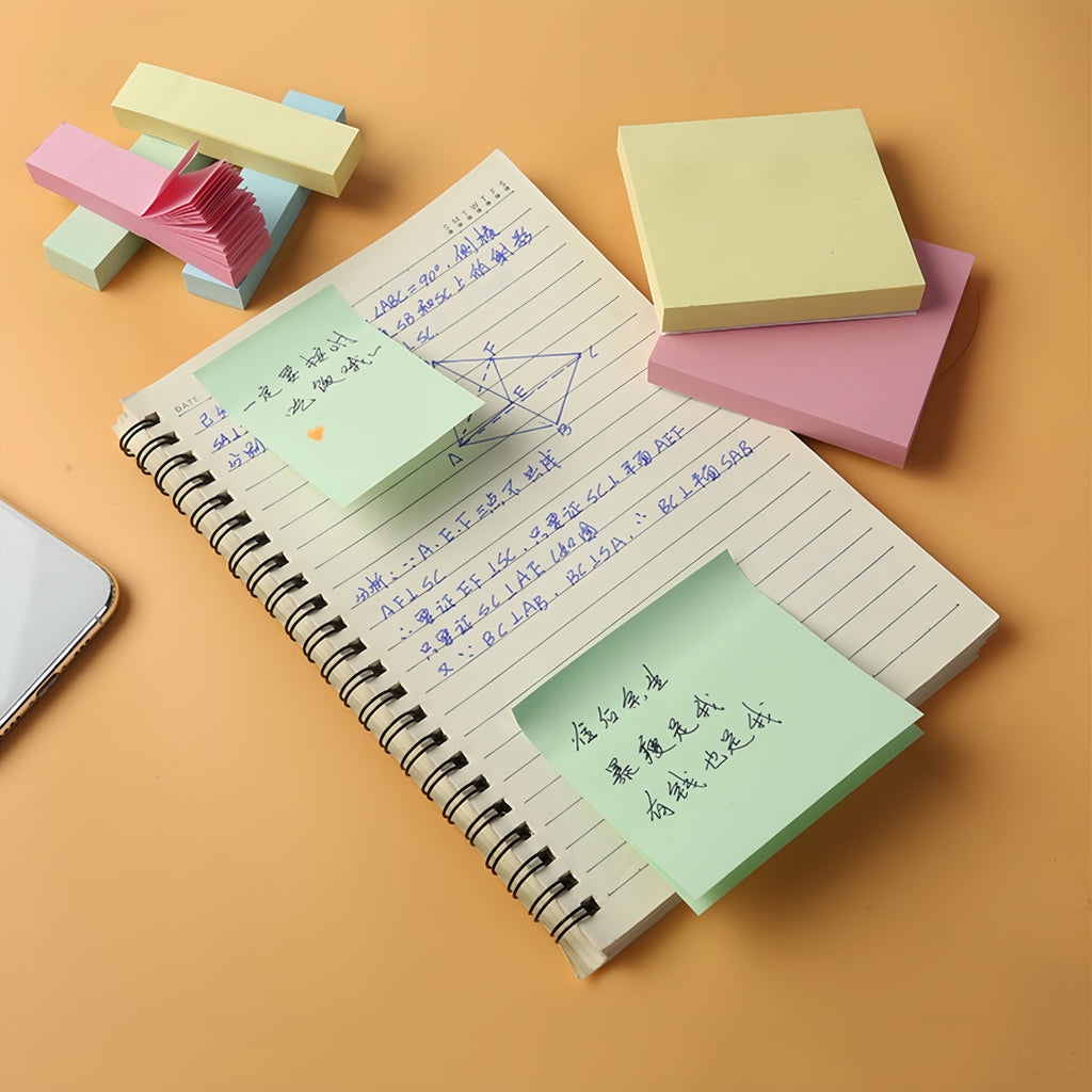 TongZhuSheng Colorful Sticky Notes | Super Sticky, Repositionable, No-Residue, 3 Sizes, 5 Colors