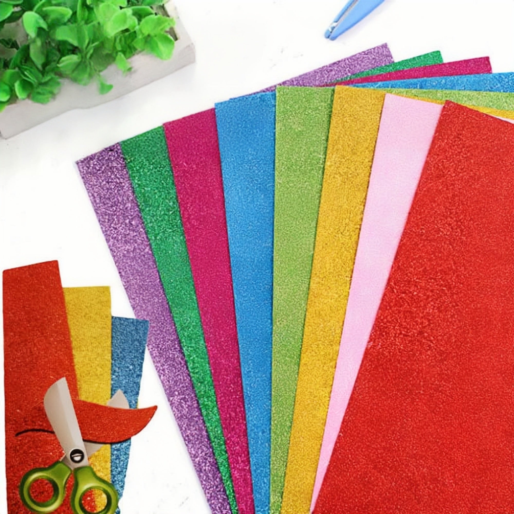 Premium Glitter EVA Foam Sheets | Bulk 10-Pack | 2.0mm Thick, Colorfast, Non-Shedding | 40x60cm & 20x30cm for Crafts