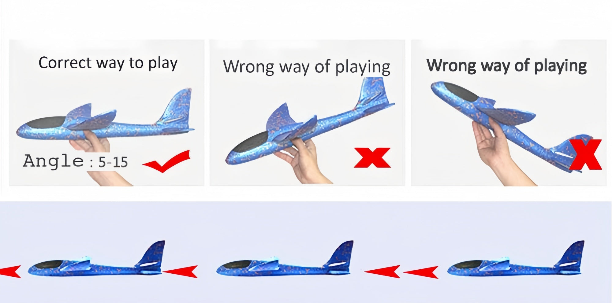 Kids Foam Glider Plane 47cm | LED Light Options