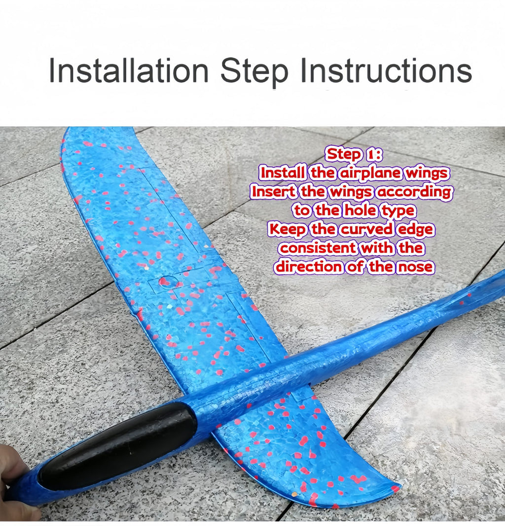 Kids Foam Glider Plane 47cm | LED Light Options