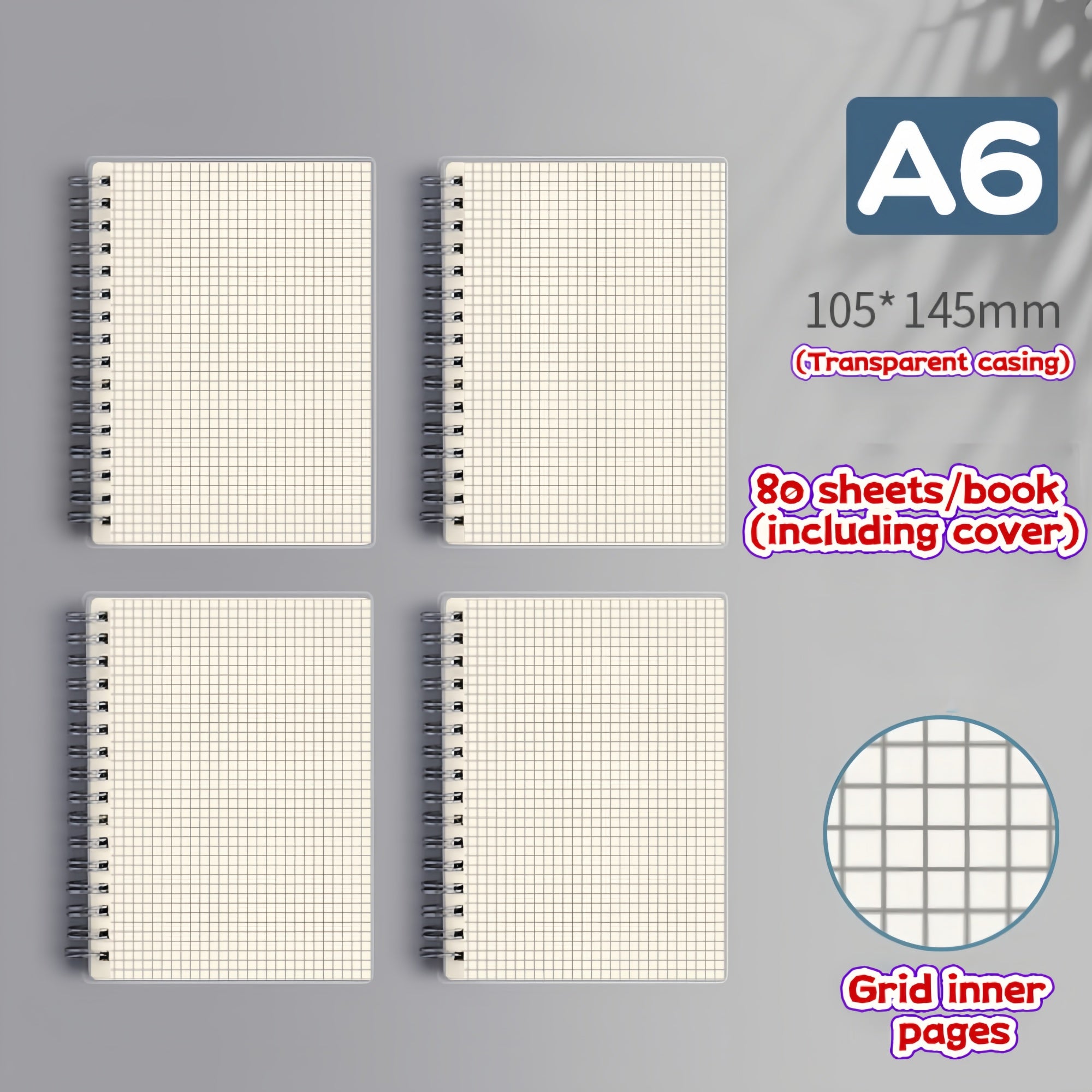 A6/A5 80-Sheet Notebook | Eye-Care Paper | Grid/Blank/Lined