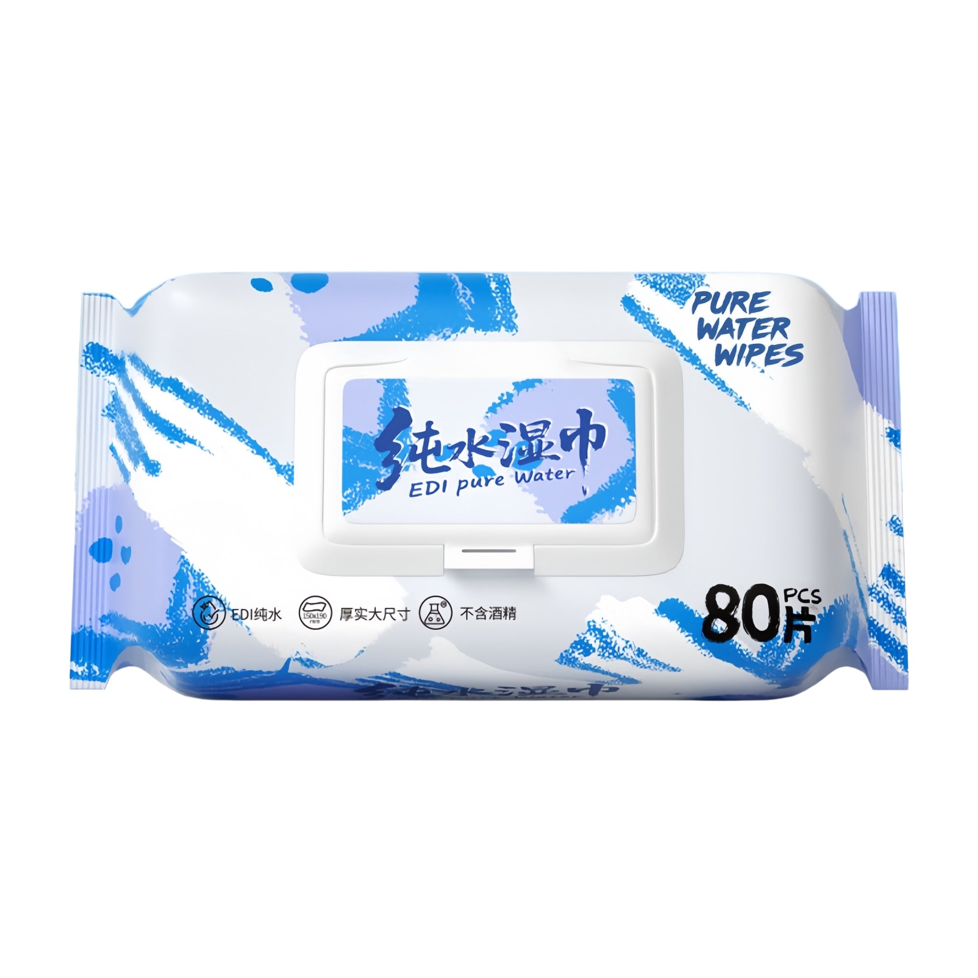 Naughty Tom® & EDI Pure Water Wipes – 80-Pack Gentle Baby & Family Wet Wipes, Ultra-Soft & Thick (140x180mm / 150x200mm)