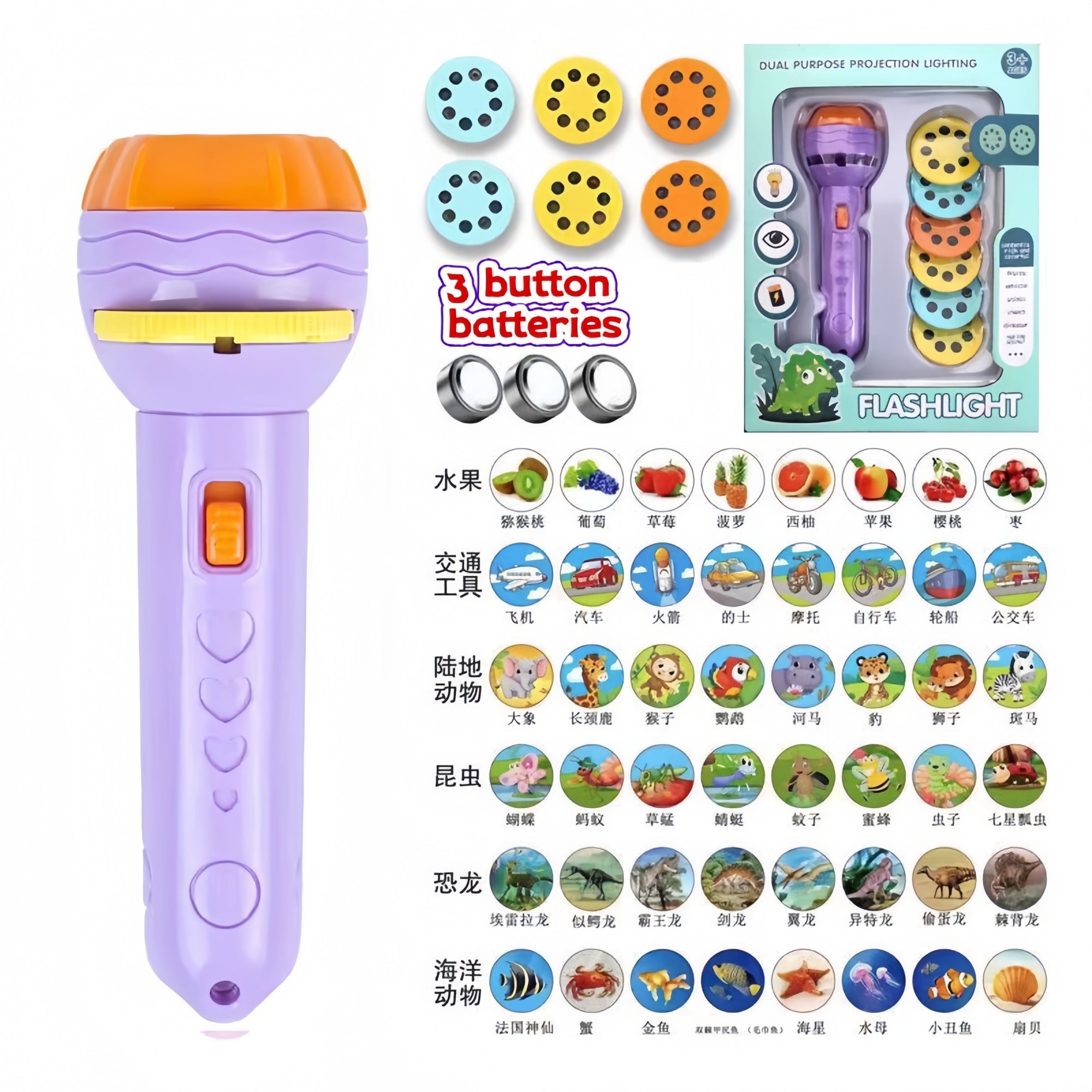Kids Projection Flashlight Toy | 2-in-1 Learning Light