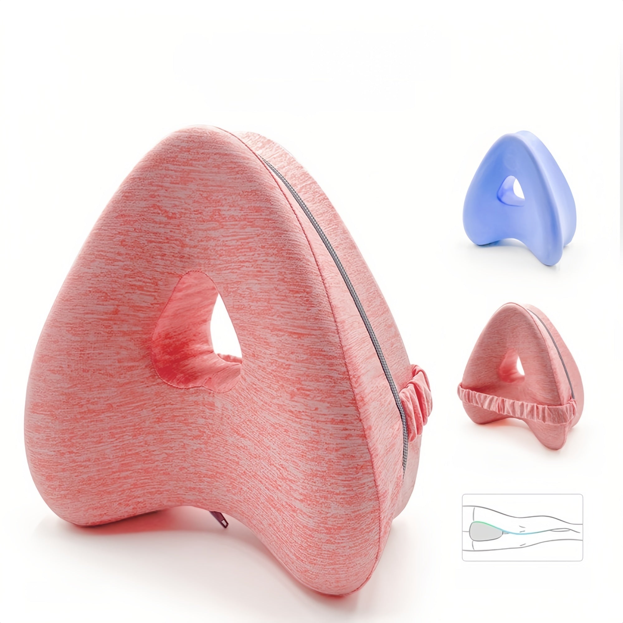 Heart-Shaped Memory Foam Leg Pillow for Side Sleepers – Ergonomic Knee & Hip Support, Breathable Design