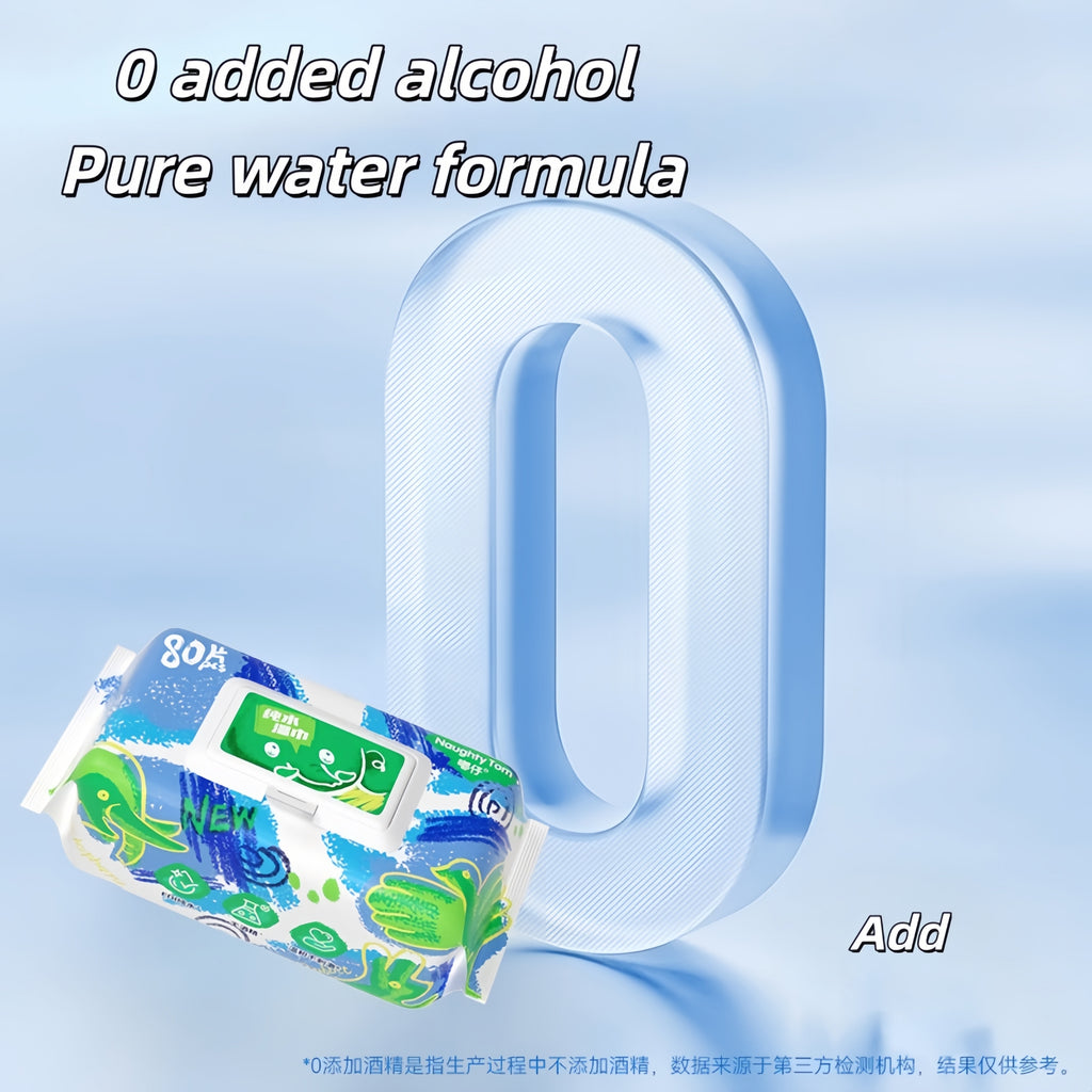 Naughty Tom® & EDI Pure Water Wipes – 80-Pack Gentle Baby & Family Wet Wipes, Ultra-Soft & Thick (140x180mm / 150x200mm)