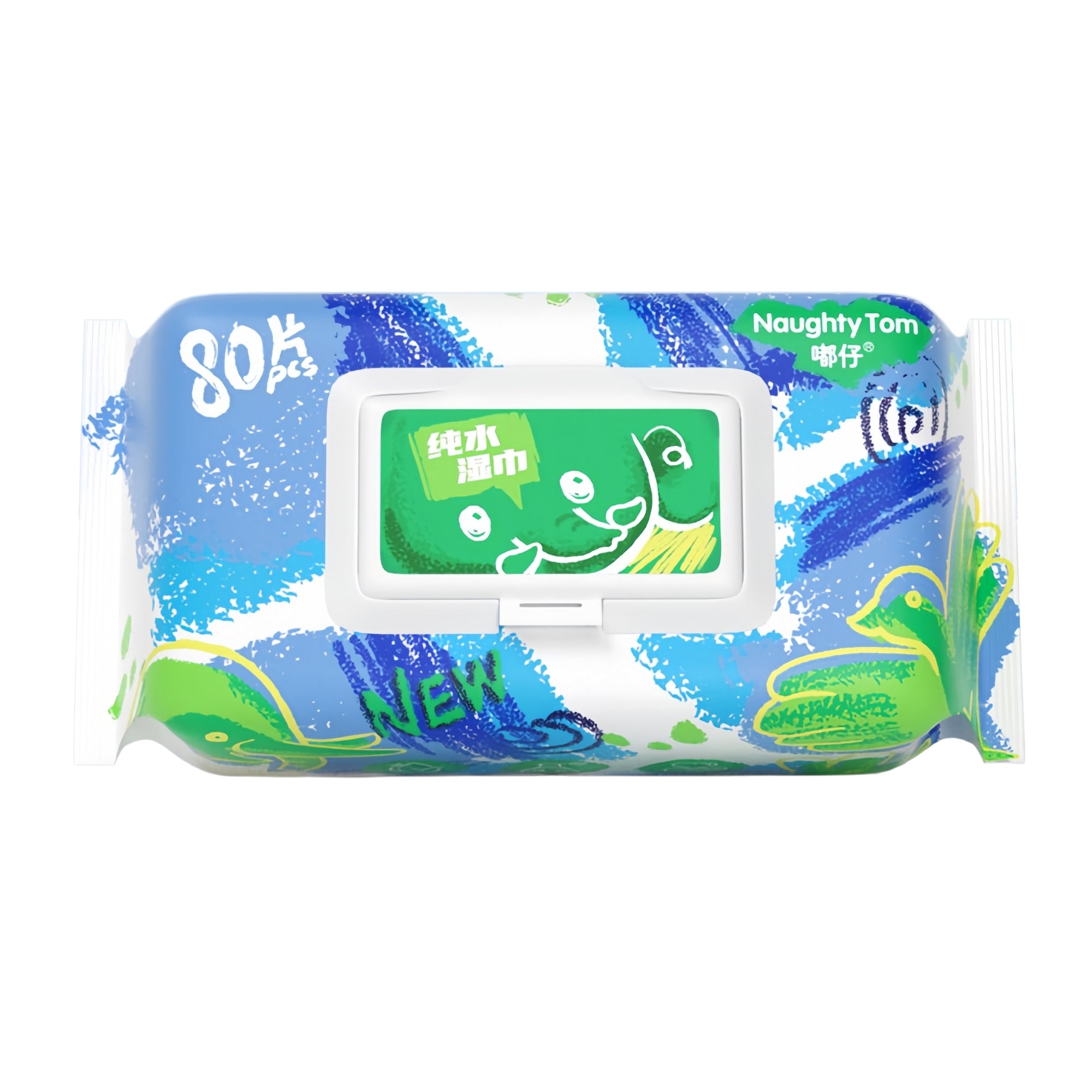 Naughty Tom® & EDI Pure Water Wipes – 80-Pack Gentle Baby & Family Wet Wipes, Ultra-Soft & Thick (140x180mm / 150x200mm)
