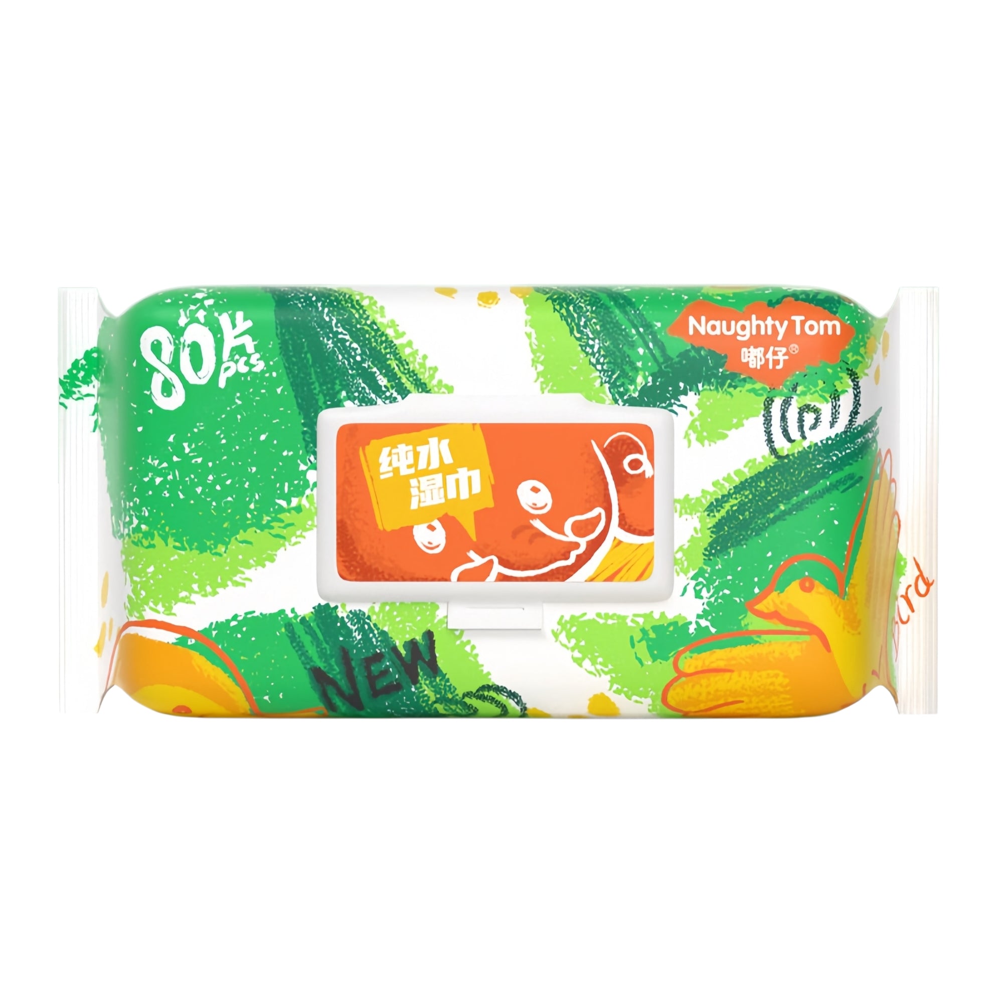 Naughty Tom® & EDI Pure Water Wipes – 80-Pack Gentle Baby & Family Wet Wipes, Ultra-Soft & Thick (140x180mm / 150x200mm)