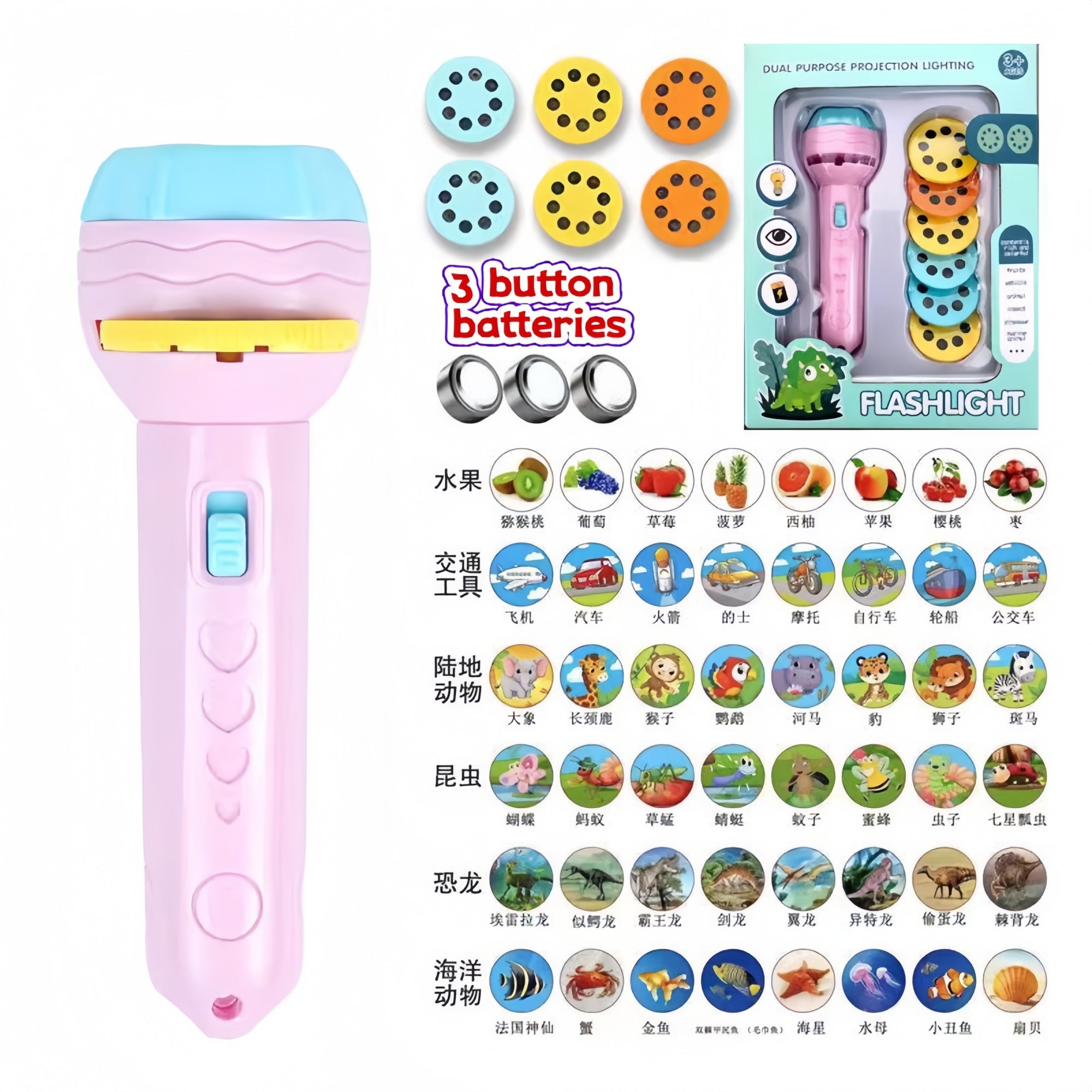 Kids Projection Flashlight Toy | 2-in-1 Learning Light