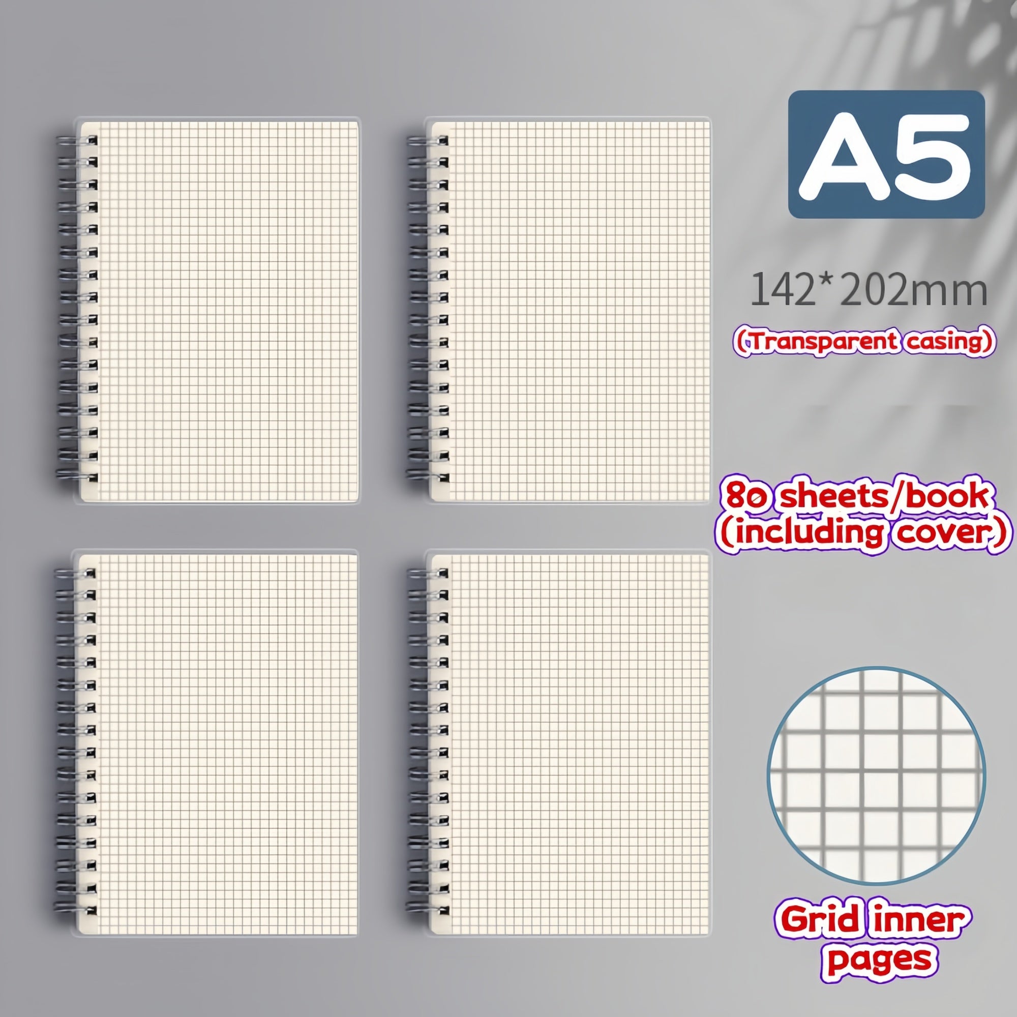 A6/A5 80-Sheet Notebook | Eye-Care Paper | Grid/Blank/Lined