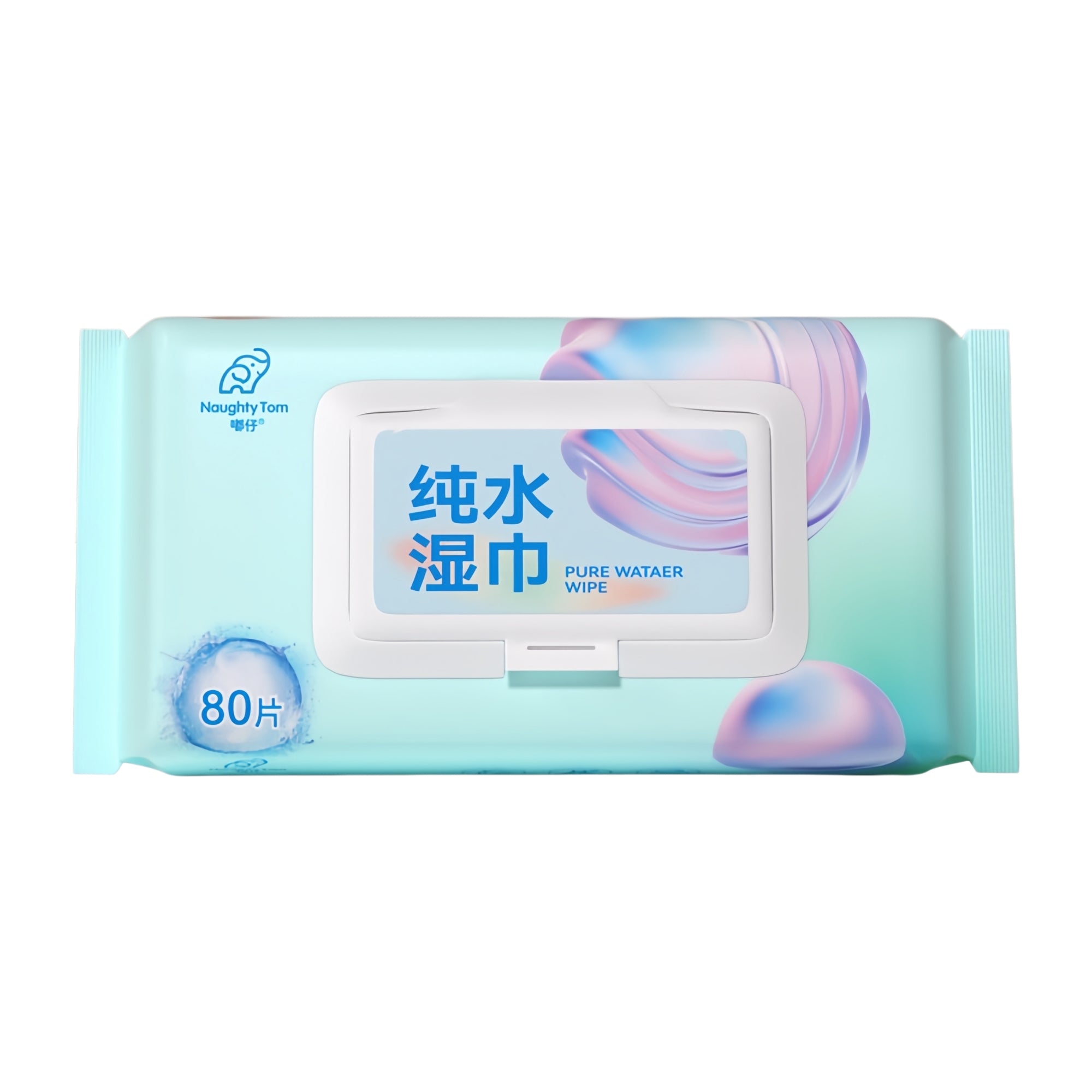 Naughty Tom® & EDI Pure Water Wipes – 80-Pack Gentle Baby & Family Wet Wipes, Ultra-Soft & Thick (140x180mm / 150x200mm)