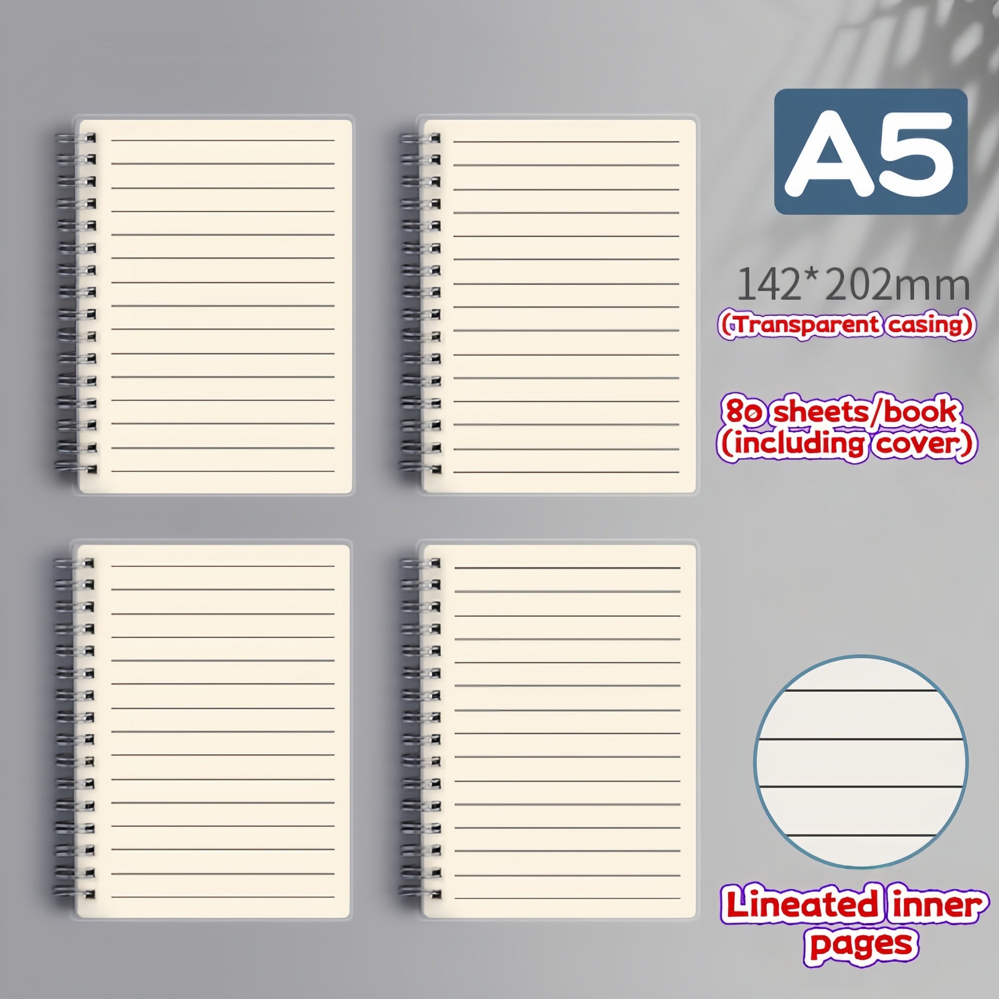 A6/A5 80-Sheet Notebook | Eye-Care Paper | Grid/Blank/Lined