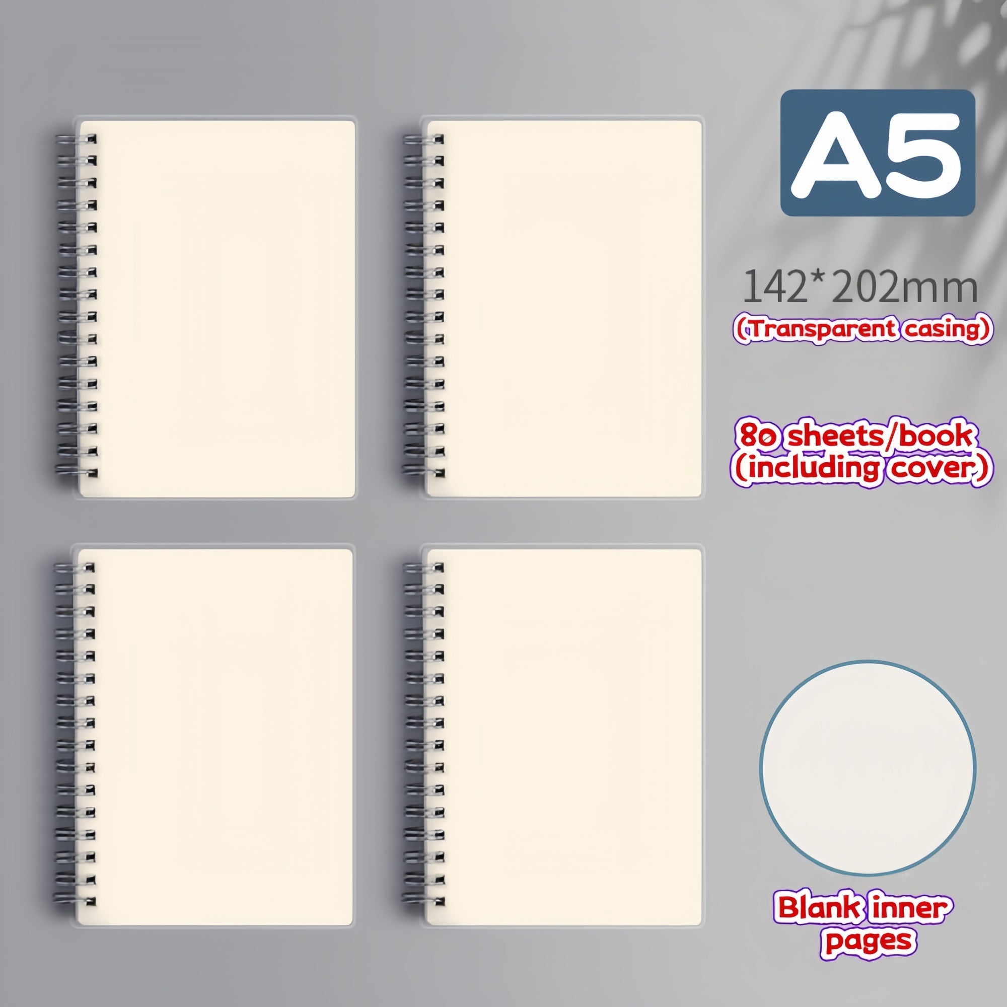 A6/A5 80-Sheet Notebook | Eye-Care Paper | Grid/Blank/Lined