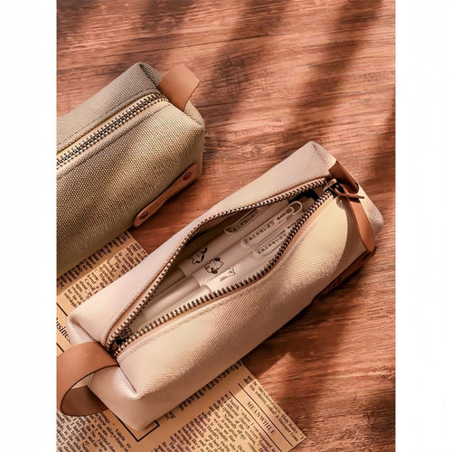 Canvas Pen Case with Leather Trim | Multiple Colors