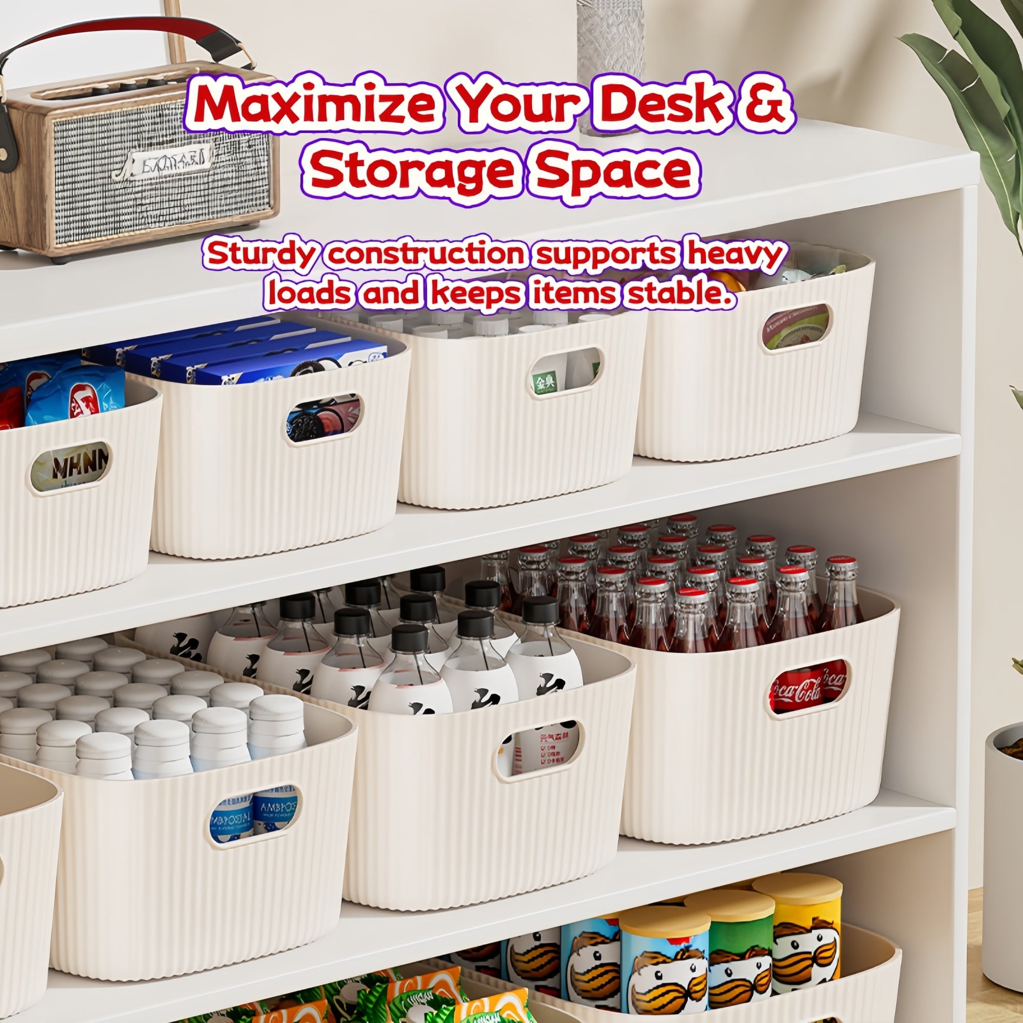Creamy White Storage Bins | 3 Sizes for Home