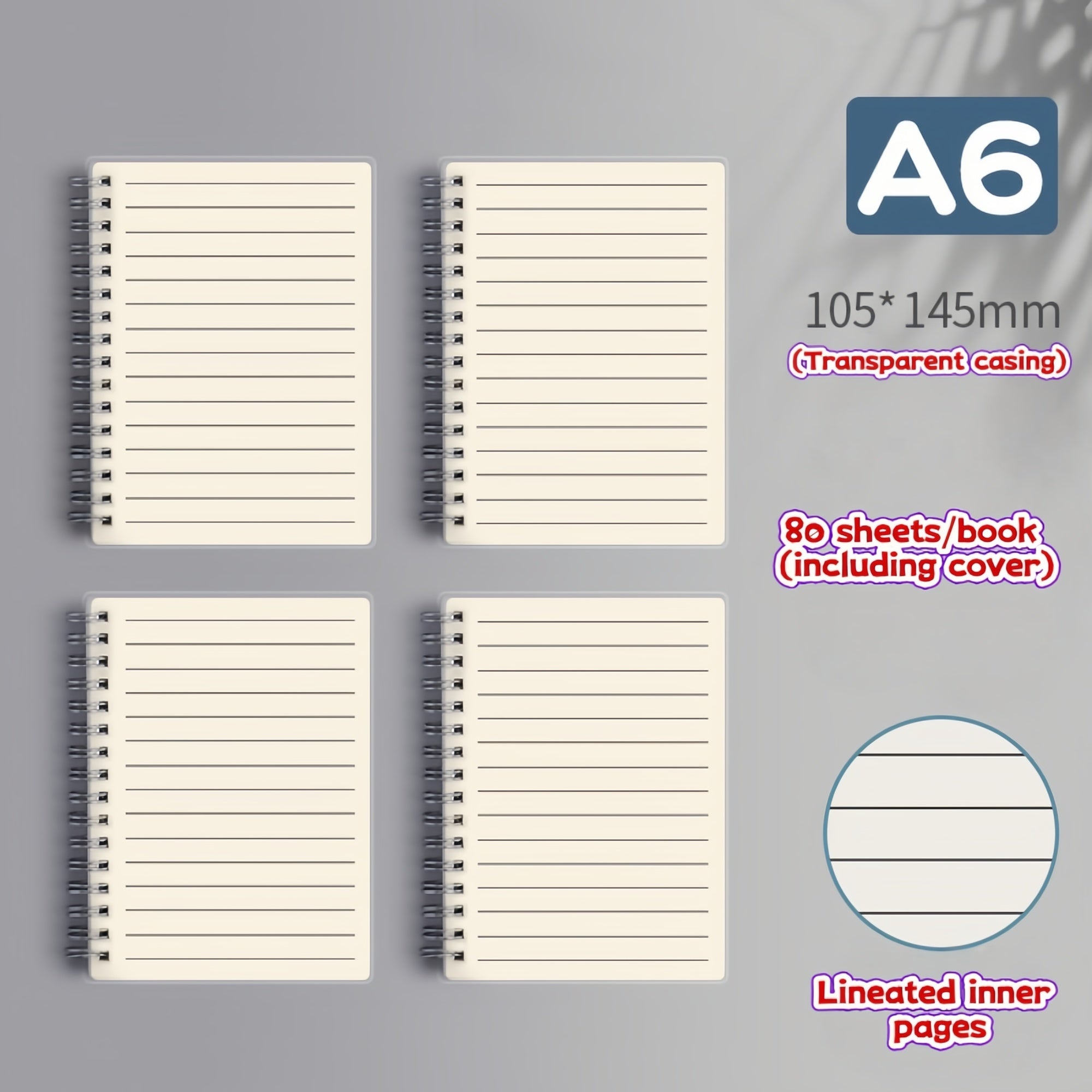 A6/A5 80-Sheet Notebook | Eye-Care Paper | Grid/Blank/Lined